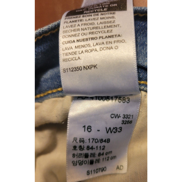 NWT Levi's Blue Denim High Rise Straight Leg Distressed Jeans Women's Size 16 - Picture 3 of 12